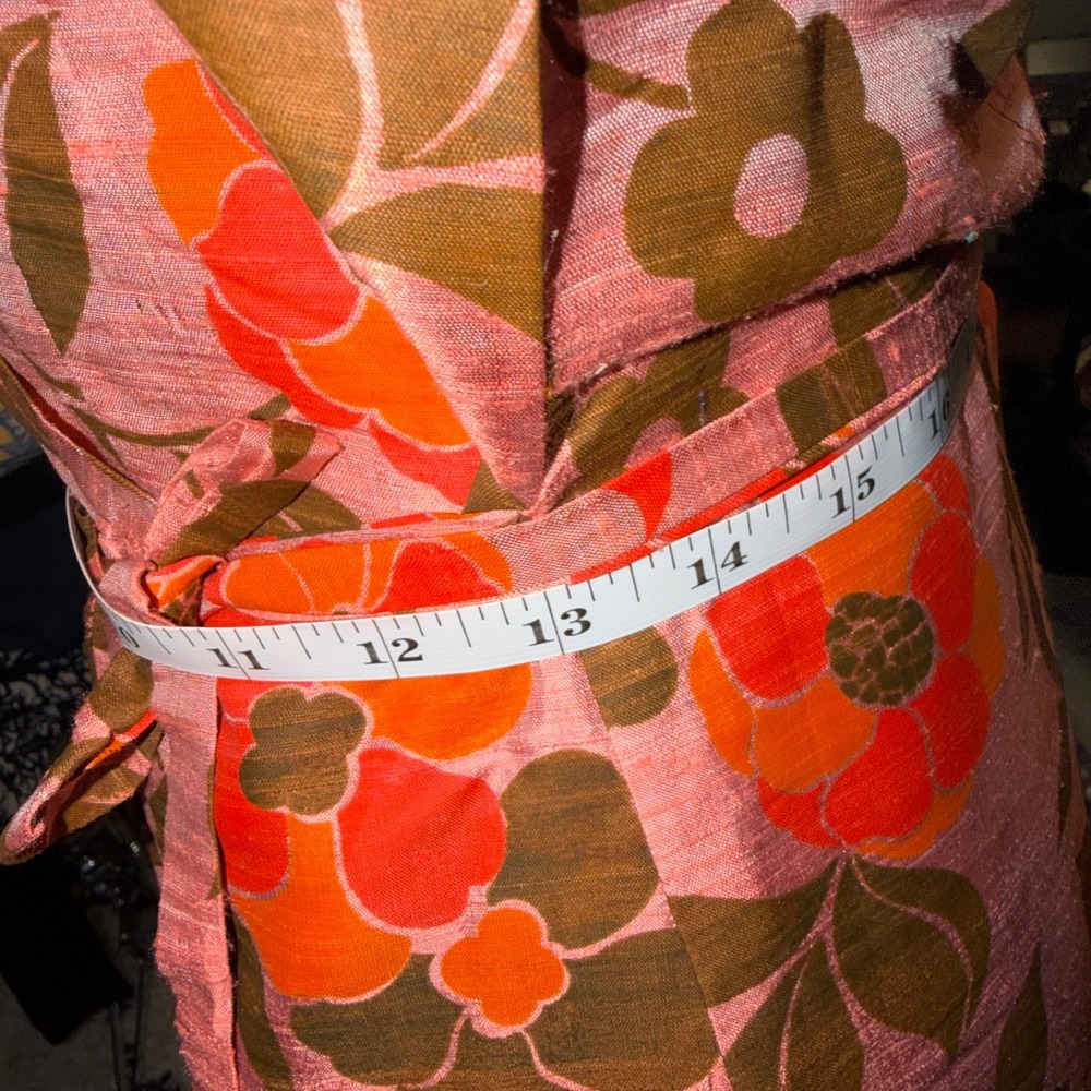 Vintage 60s 70s Mod Floral Maxi Dress Pink Orange Retro Boho Whimsigoth Wrap - Picture 5 of 7